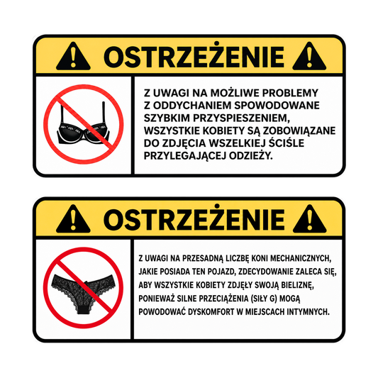 Zestaw naklejek OSTRZEŻENIE PL