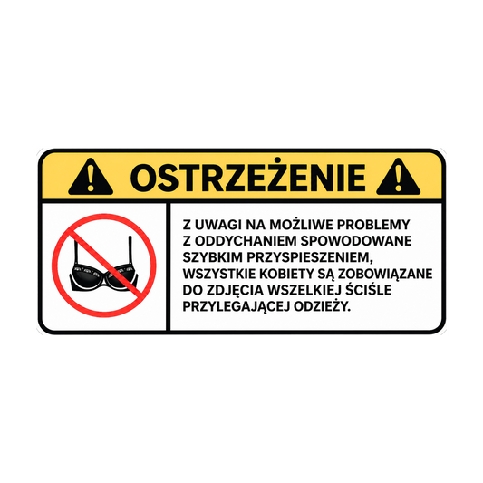 WARNING sticker – Remove tight clothing
