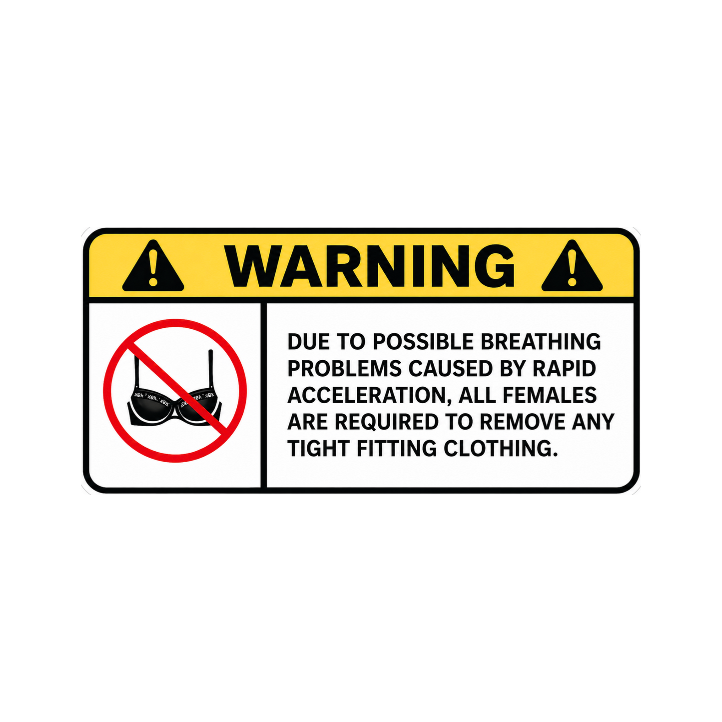 Sticker WARNING – Remove tight clothing ENG