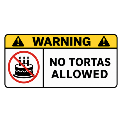 Naklejka WARNING - NO TORTAS ALLOWED