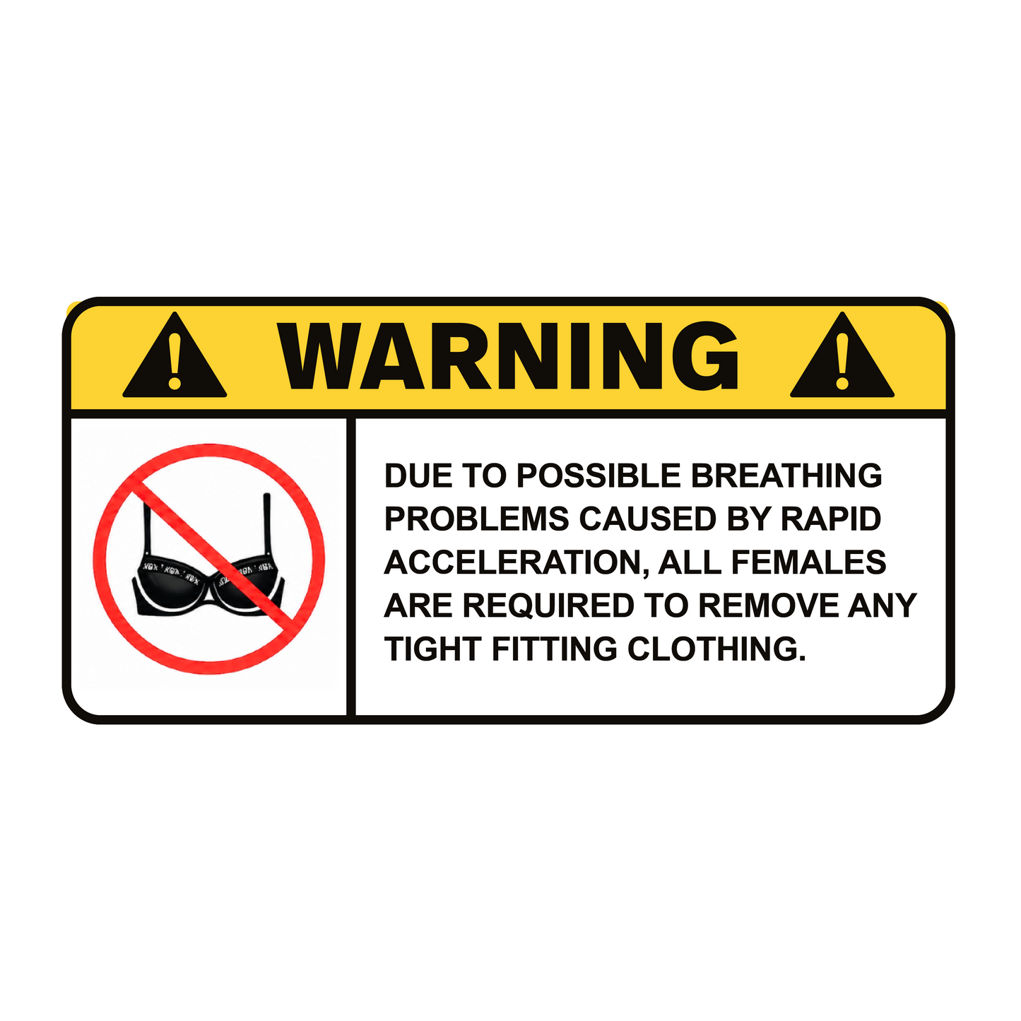 Sticker WARNING – Remove tight clothing ENG