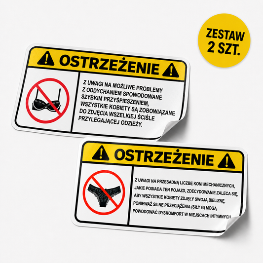 Zestaw naklejek OSTRZEŻENIE PL