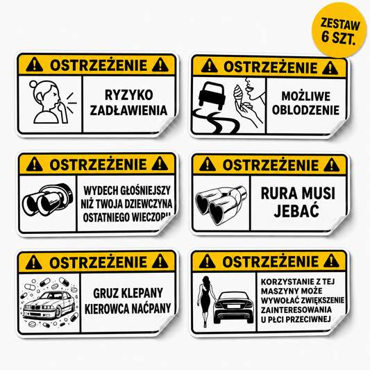 Zestaw naklejek OSTRZEŻENIE PL v2