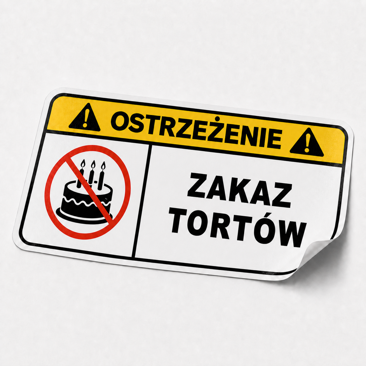 Naklejka OSTRZEŻENIE - ZAKAZ TORTÓW