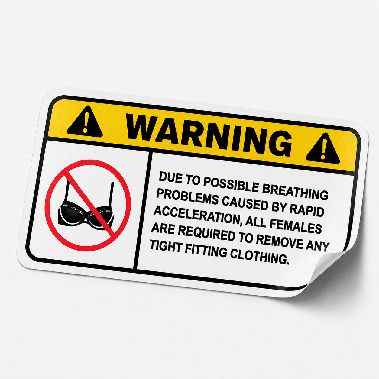 Sticker WARNING – Remove tight clothing ENG