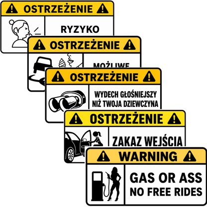 Zestaw naklejek OSTRZEŻENIE PL v2